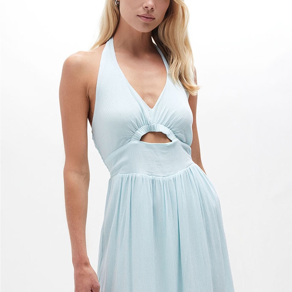 Kendall & Kylie Light Blue Halter Cutout Mini Dress